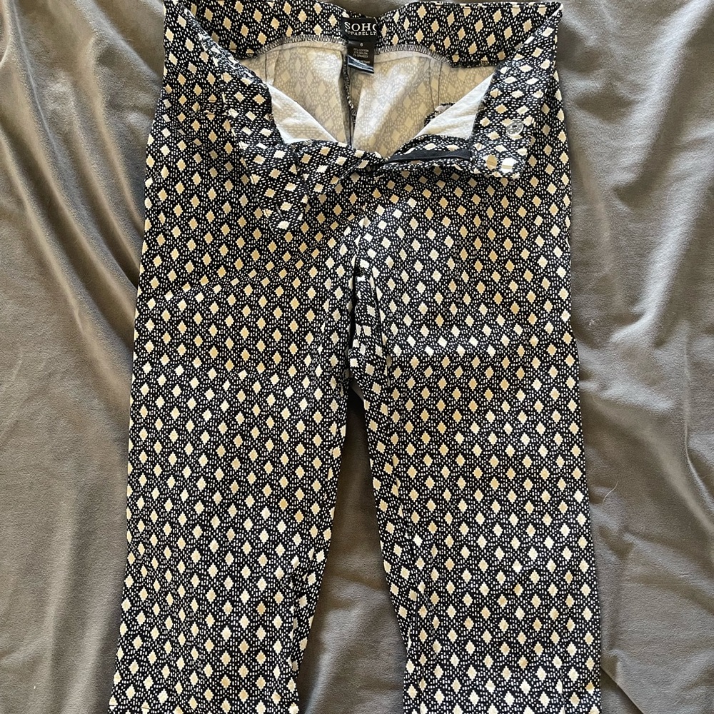 SOHO Funky geometric print cropped slim fit slacks